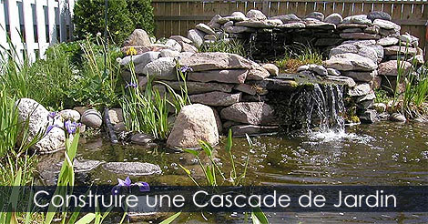 Cascade de Jardin - Comment aménager une cascade de bassin pour le jardin - Aménager une cascade en pierre avec chute et mur d'eau - Photos de cascade de jardin