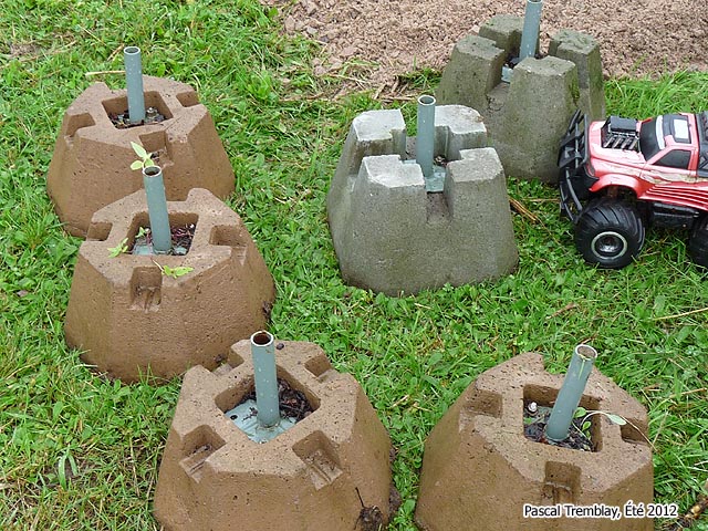 Pattes d'lphant en bton - Fondation pour shed  bois