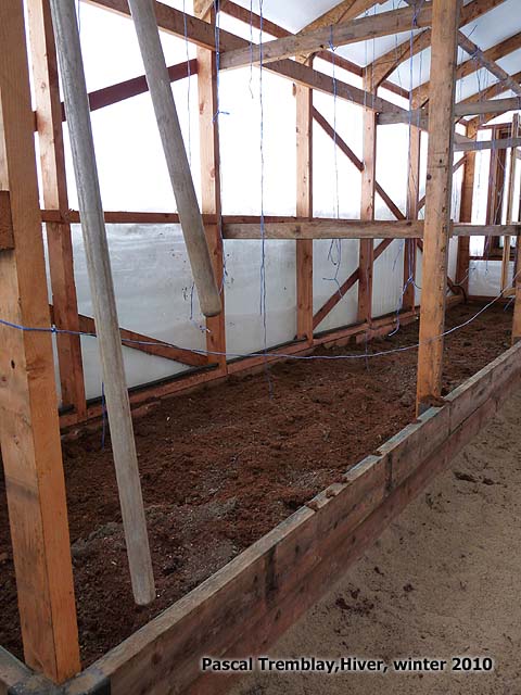 Bacs de culture dans la Serre en bois / Tables � semis