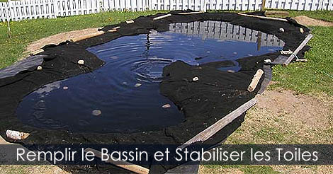 Comment aménger un jardin d'eau - Remplir un jardin d'eau - Ajuster les toiles d'un bassin