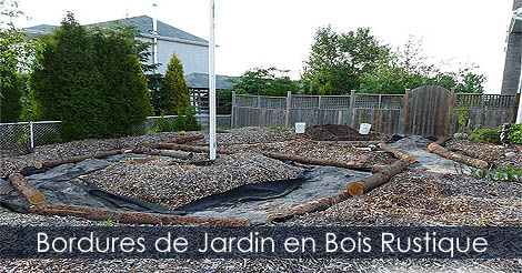 Jardin en Façade et Potager en Façade. Idée de bordures de jardin en bois rustique.