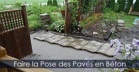 Pose des pavés sur le lit de pose - Poser des pavés - Faire la pose de pavés - Pose de pavé uni