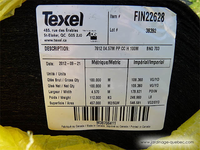 Membrane G�otextile Texel - Toile G�otextile non tiss�e - Achat g�otextile - Toile de paillage 