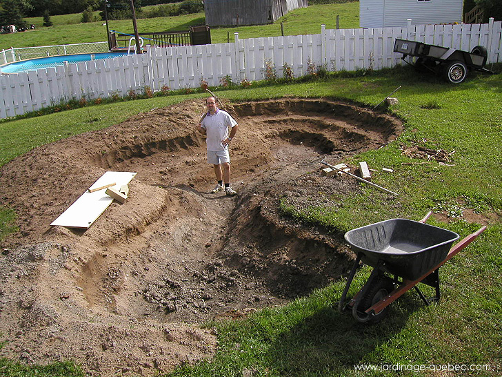 Excavation d'un bassin de jardin - Photos Jardin Le Jardin des Patriotes - Pascal Tremblay La Baie Québec