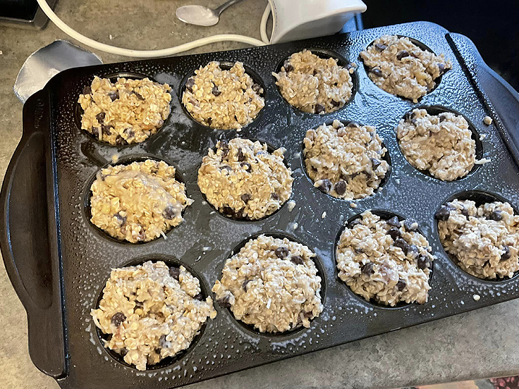 Recette de Muffins aux flocons d'avoine banane chocolat