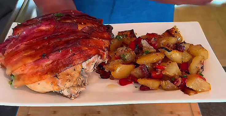 Recette de Poitrine de poulet au bacon et pommes de terre au four