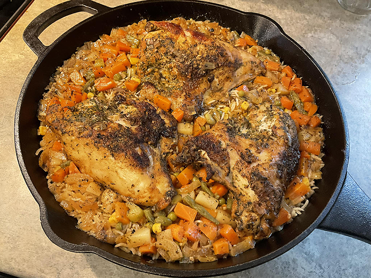 Poulet et riz au paprika au four