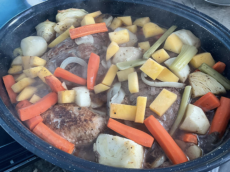 Recette de rôti de boeuf porc et poulet