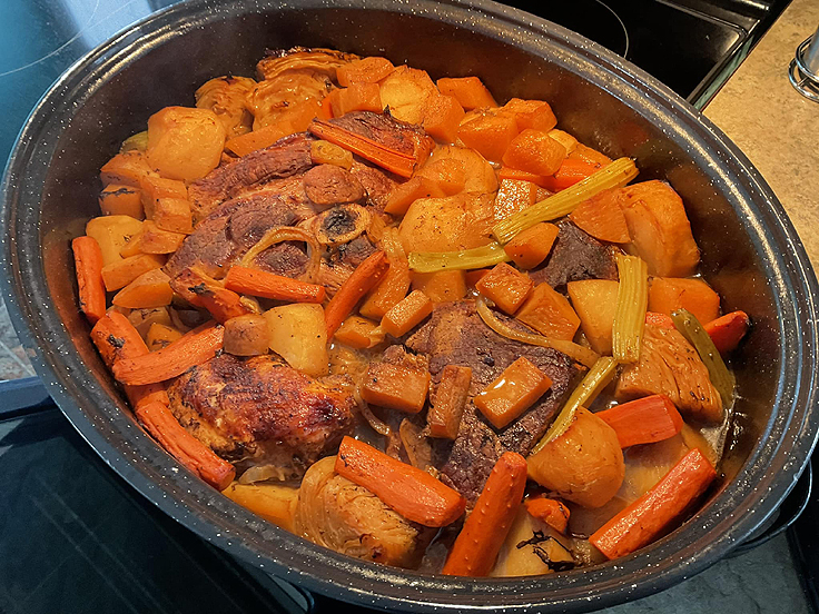 Recette de rôti de boeuf porc et poulet