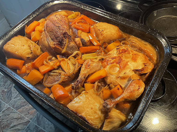 Recette de rôti de boeuf porc et poulet