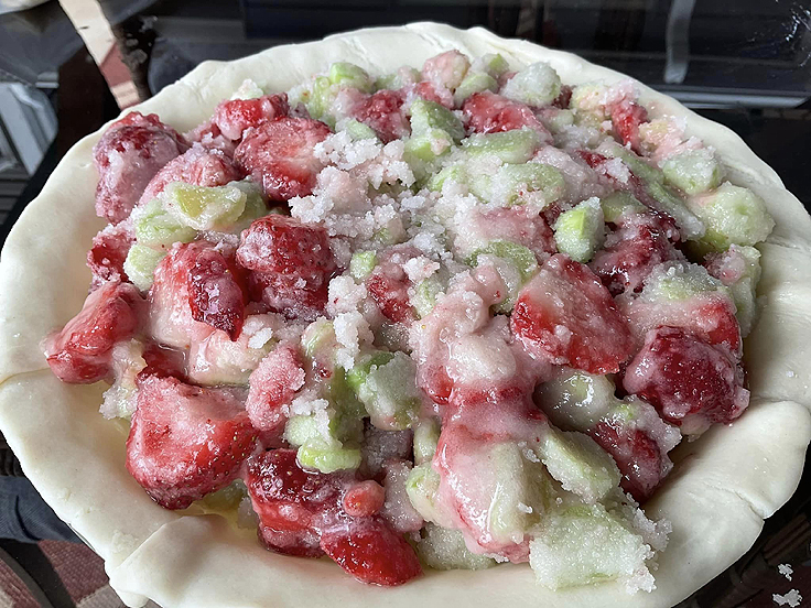Recette de Tarte aux fraises et à la rhubarbe