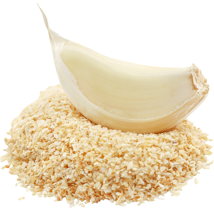 Caïeux d'ail et ail en flocons