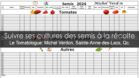 Fiche de suivi des semi de Michel Verdon