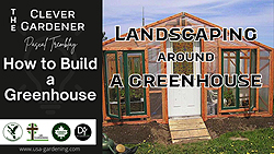 Landscaping and edging around a new greenhouse