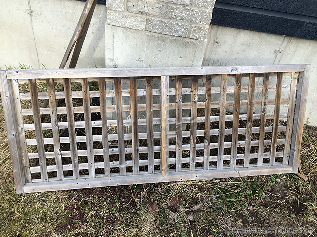 old fashioned heavy wooden lattice panels fencing